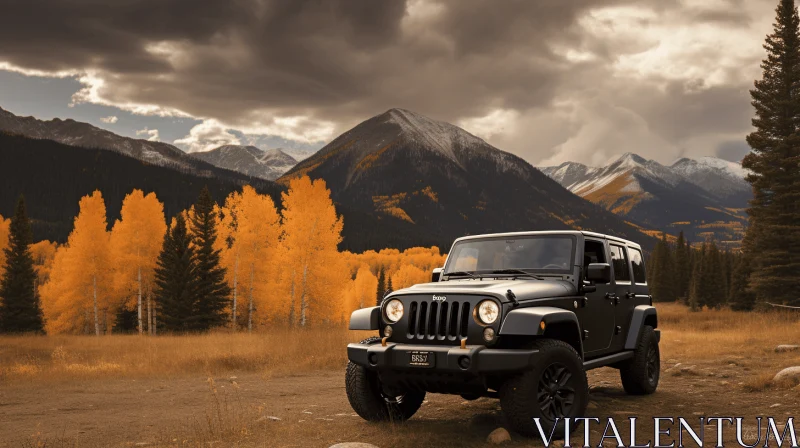 Romantic Goth Jeep in Scenic Area - HD Wallpaper AI Image