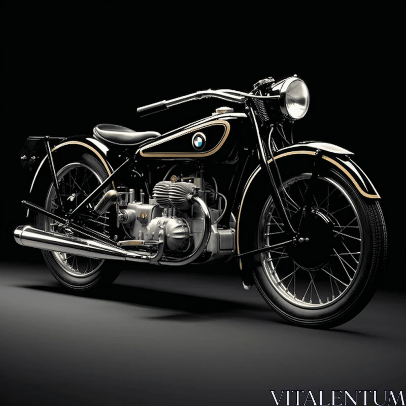 Timeless Elegance: Vintage BMW Motorcycle in Bold Chromaticity AI Image