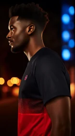 Athletic African-American Male Model in City Background