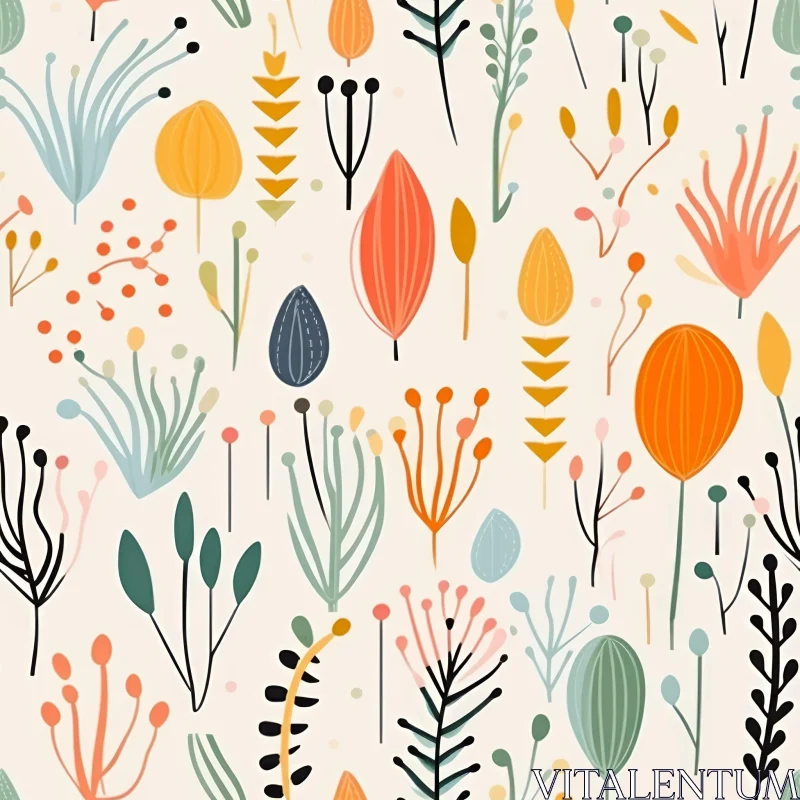 Cheerful Hand-Drawn Floral Pattern for Home Decor AI Image