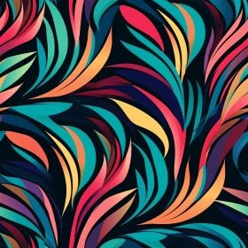 Colorful Feathers Seamless Pattern on Black Background