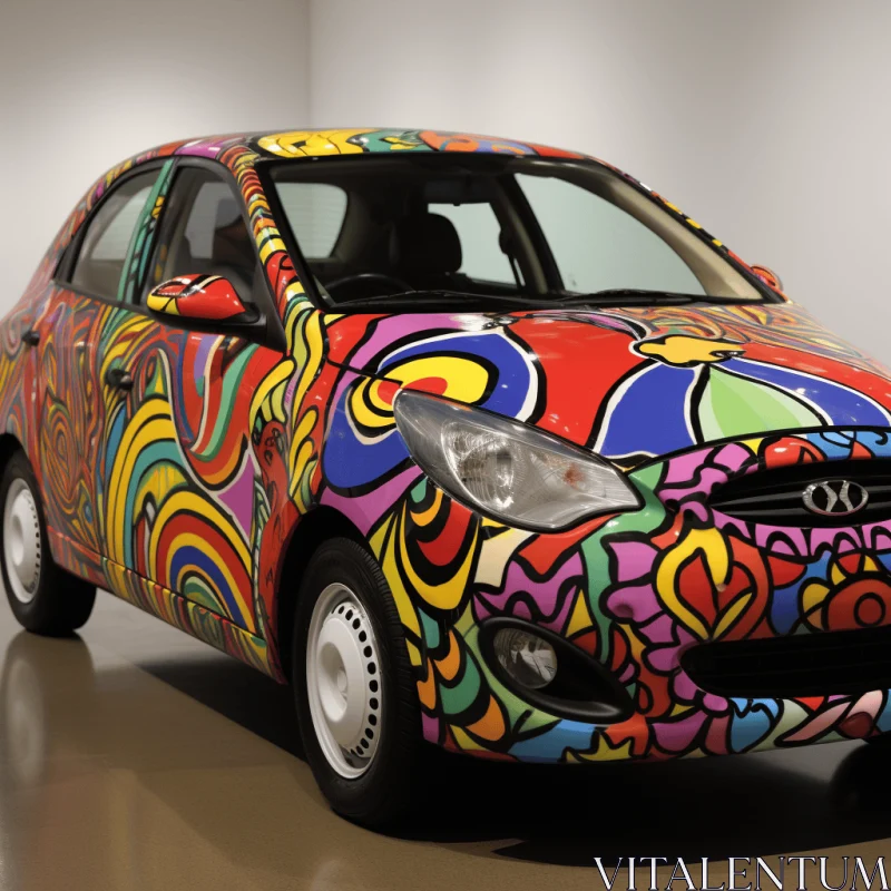 Colorful Patterns on a Captivating Car - A Vibrant Design AI Image