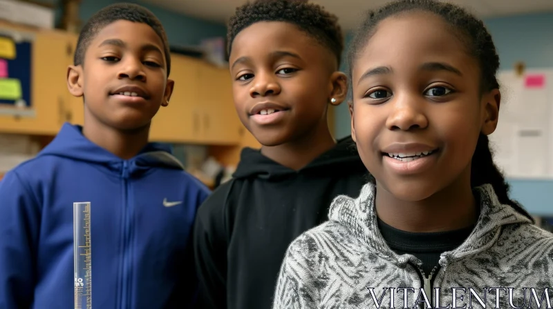Joyful African-American Children in Classroom | Candid Photo AI Image