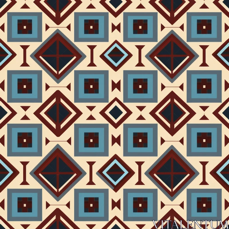 Southwestern Geometric Pattern in Red, Blue, Brown AI Image