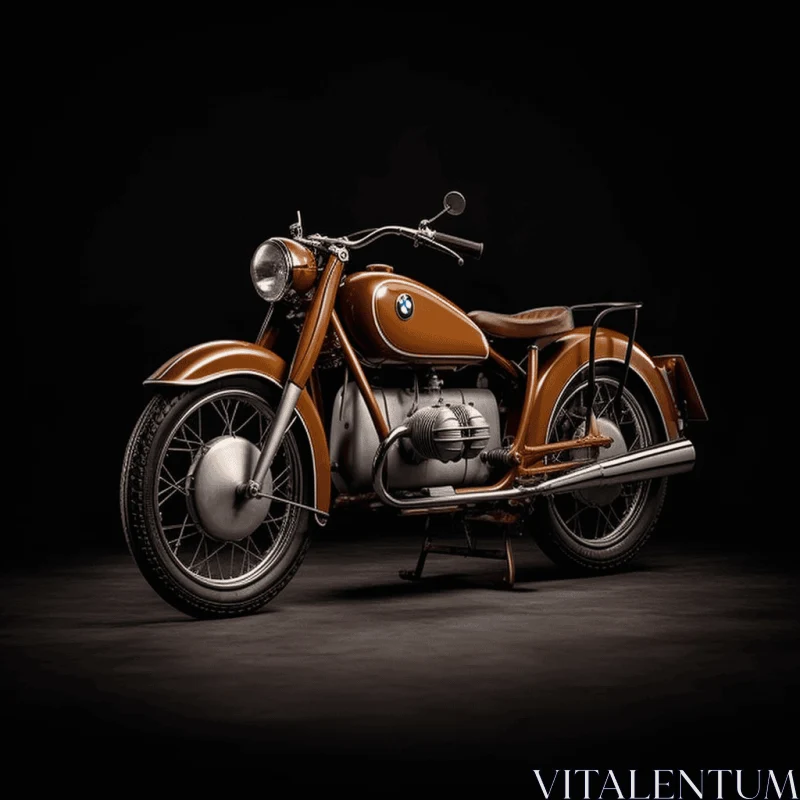 Captivating Image of an Old Motorcycle in Dark Orange and Light Beige AI Image