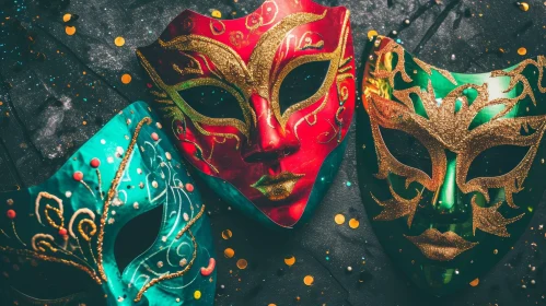 Exquisite Venetian Masks: A Captivating Display of Color and Intricate Patterns