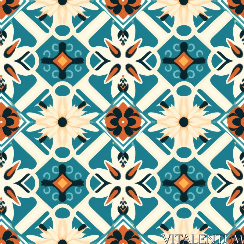 AI ART Moroccan Tile Pattern - Geometric and Floral Design