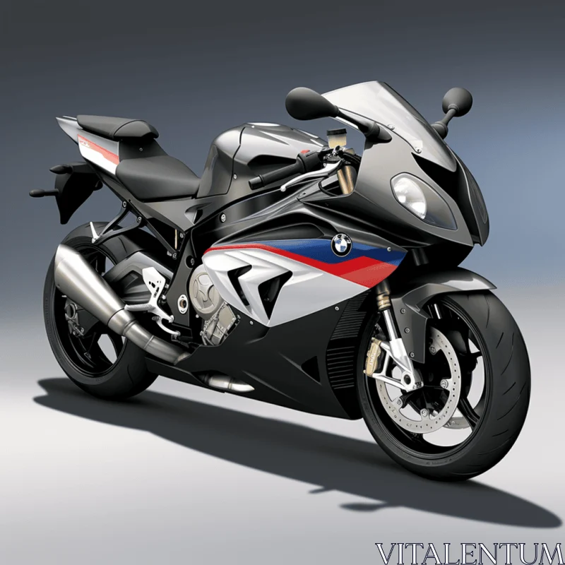 3D Graphics of a BMW Motorcycle on Grey Background AI Image