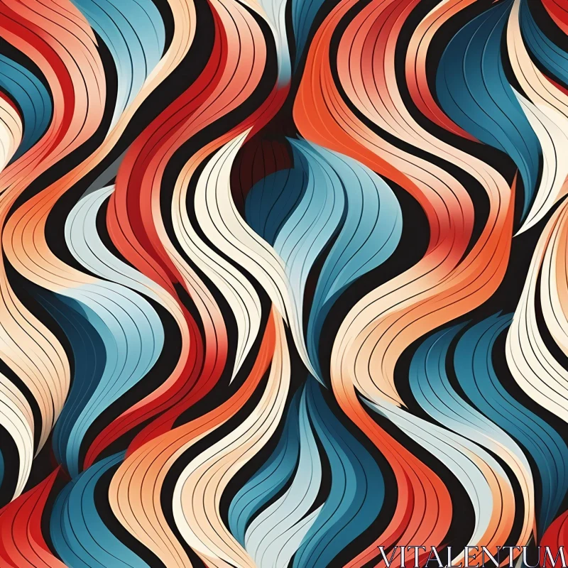 Colorful Waves Seamless Pattern | Modern Abstract Design AI Image