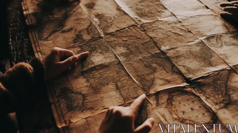 Discover the Enchantment: Two People Exploring an Ancient Map AI Image