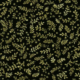 Elegant Golden Leaves and Flowers Seamless Pattern