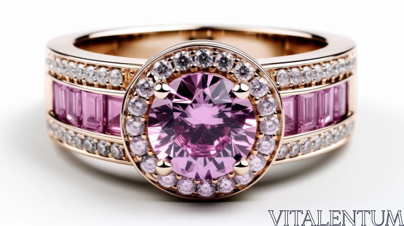 AI ART Elegant Pink Gemstone Ring in Rose Gold