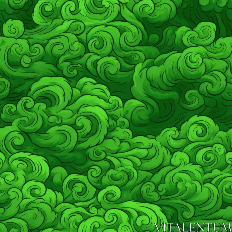 Green Clouds Seamless Pattern for Background and Fabric AI Image