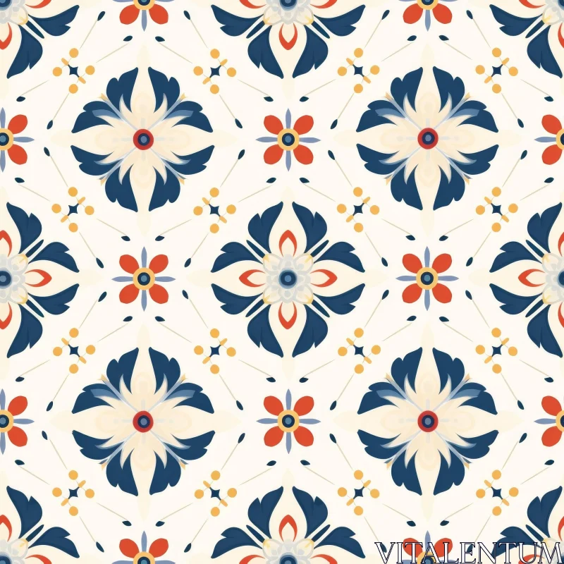 Hand-Painted Ceramic Tile Pattern - Traditional Portuguese Design AI Image