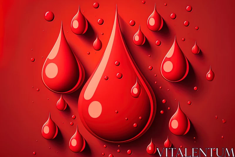 Stunning Hyper-Detailed Rendering of Drops on Red Background AI Image