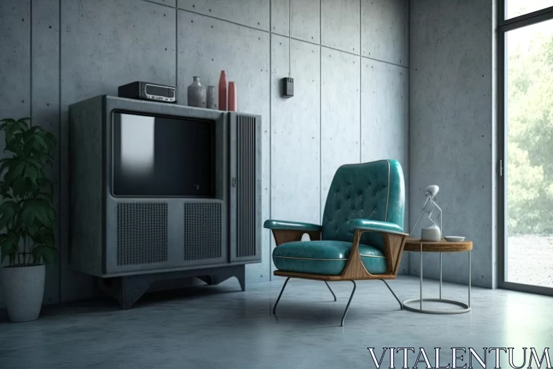 Urban Living Room with Retro Futurism Style and Distinctive Design AI Image