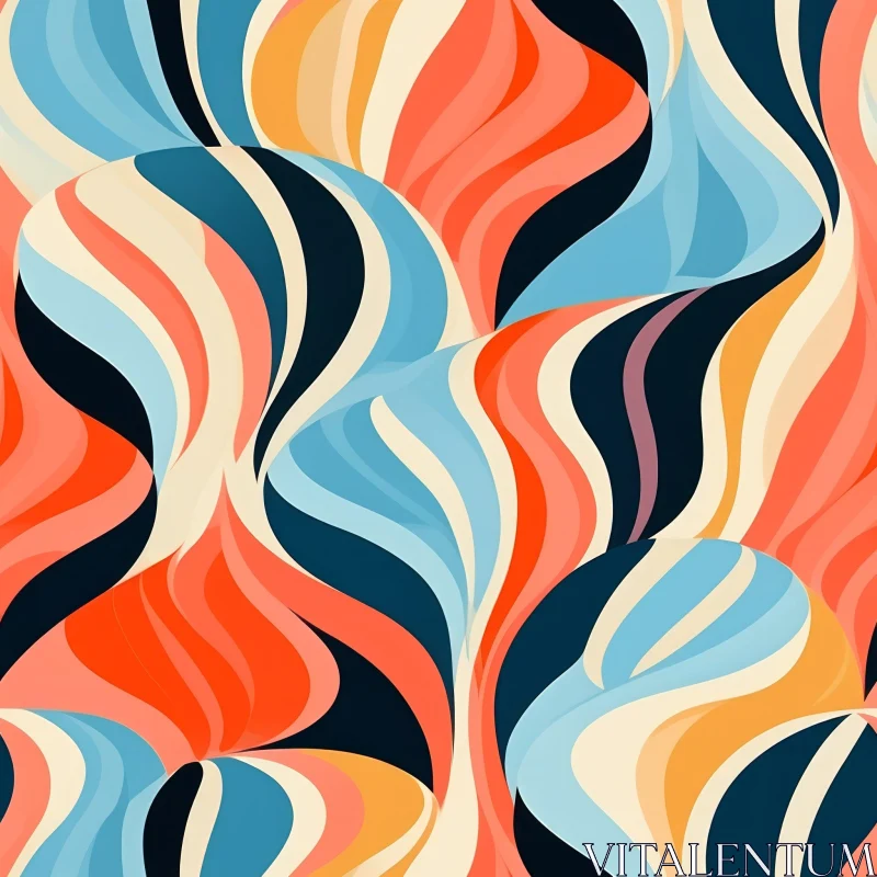 Colorful Abstract Curved Lines Pattern on Black Background AI Image