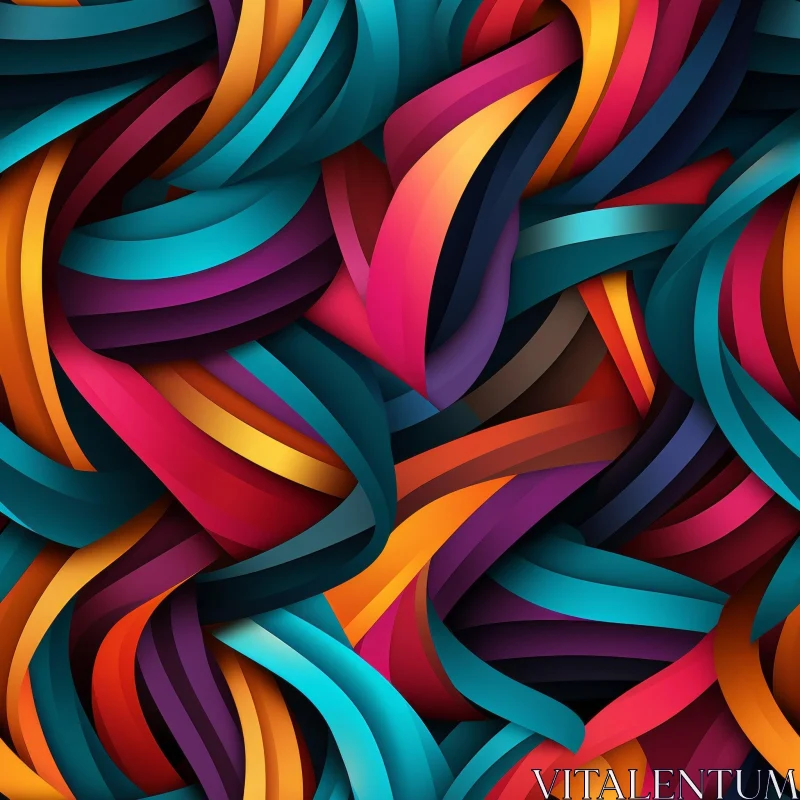 Colorful Curved Shapes Pattern for Websites and Fabric Prints AI Image
