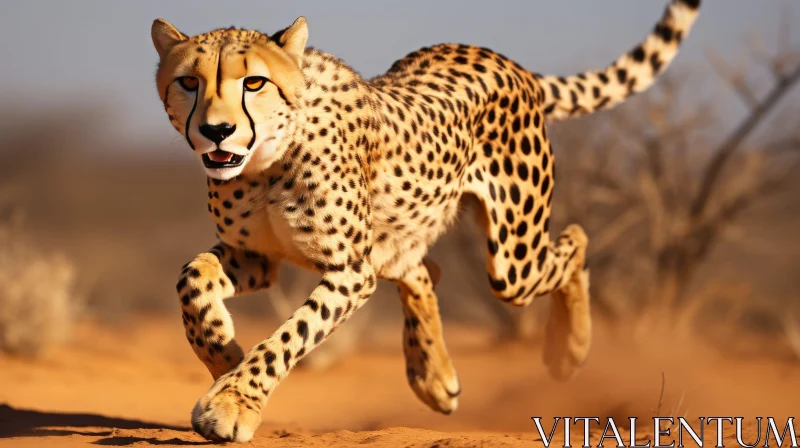 AI ART Graceful Cheetah Sprinting in Desert