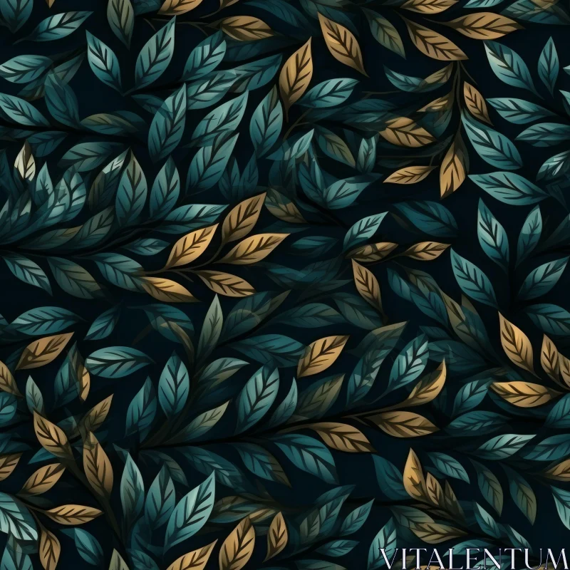 AI ART Green and Gold Leaf Pattern - Home Decor Design