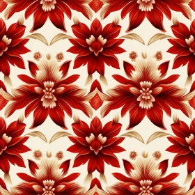 Red and Cream Floral Seamless Pattern