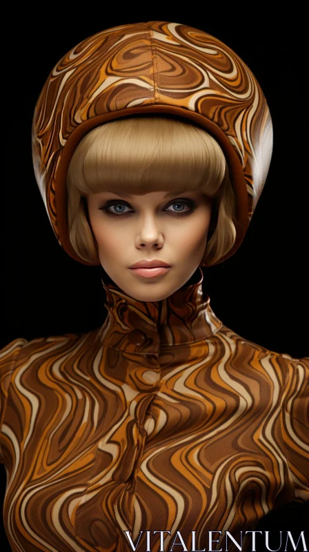 Serious Portrait of Young Woman in Space Helmet AI Image