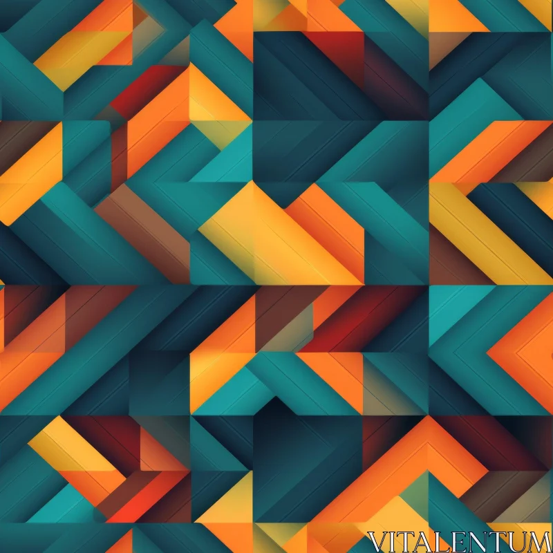 AI ART Teal Blue Orange Yellow Geometric Pattern