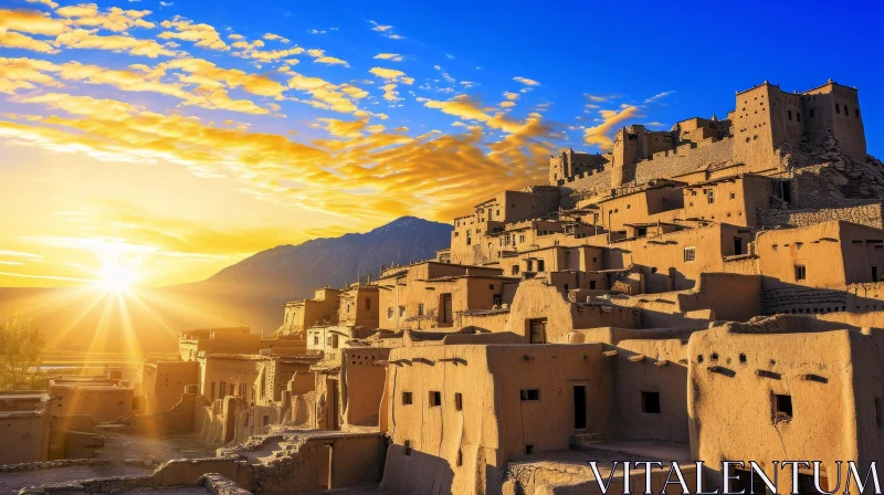 Captivating Ancient City: Unique Clay Architecture in Desert AI Image