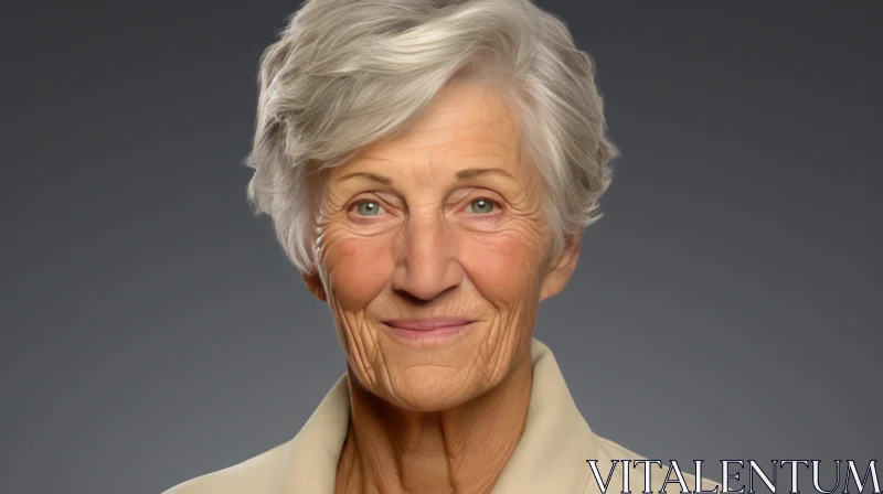 Elderly Woman Portrait with Warm Smile AI Image