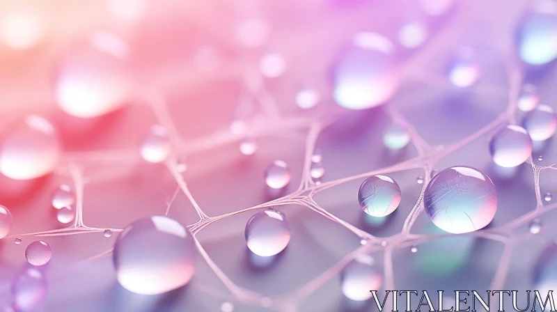 AI ART Ethereal Water Droplets on Web in Soft Pastel Colors