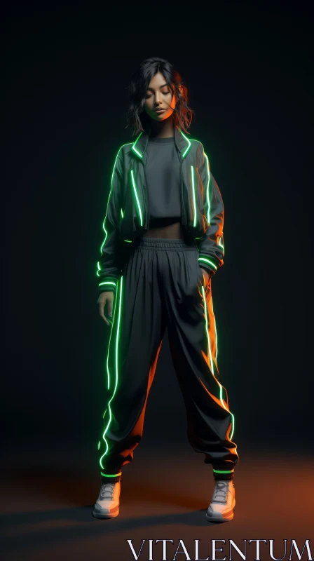 Futuristic 3D Fashion Portrait of a Woman AI Image