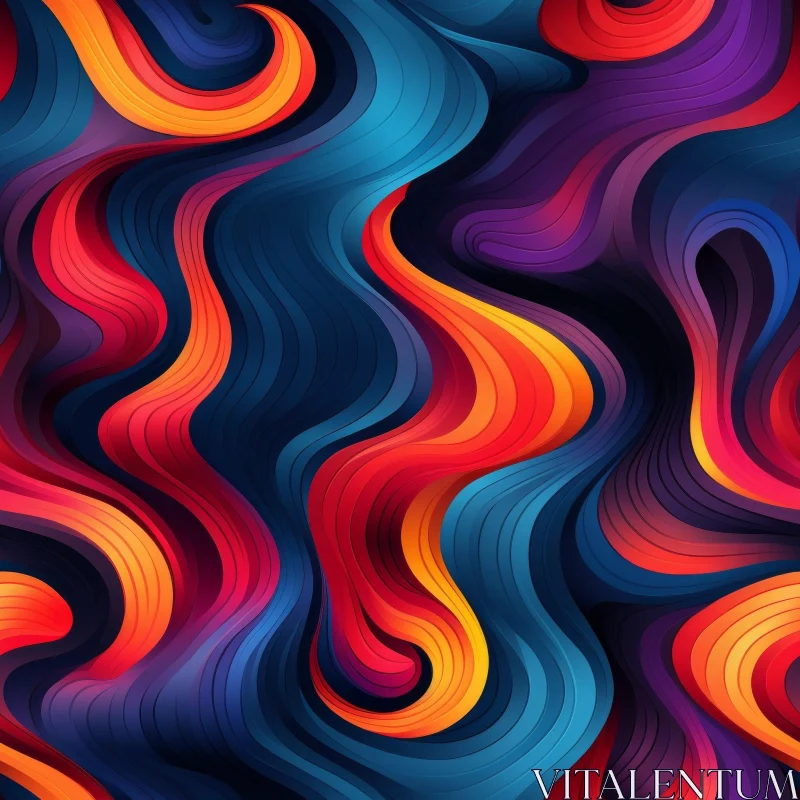 Modern Abstract Painting with Wavy Pattern AI Image