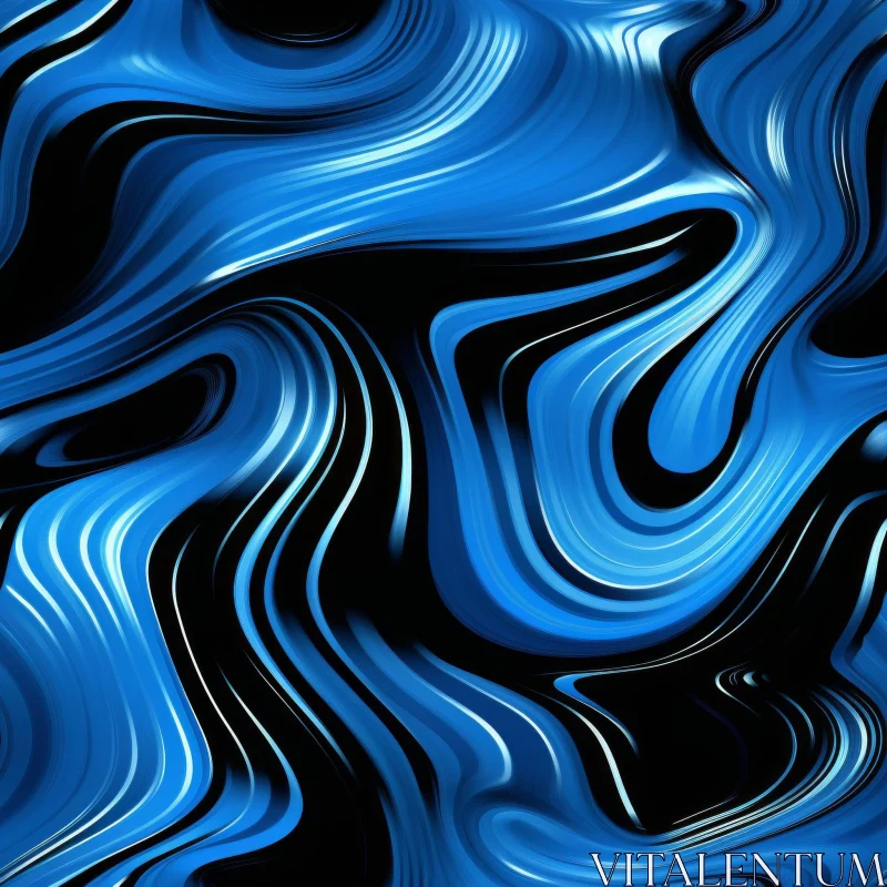 AI ART Blue and Black Liquid Texture Seamless Pattern