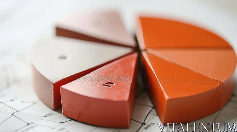 Captivating 3D Wood Pie Chart with Orange and White Segments AI Image