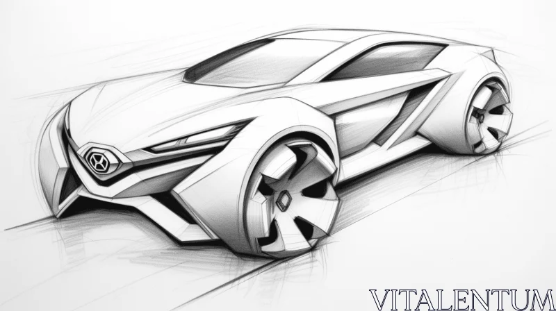 Captivating Honda Concept Car Sketch | Energetic Brush Strokes AI Image