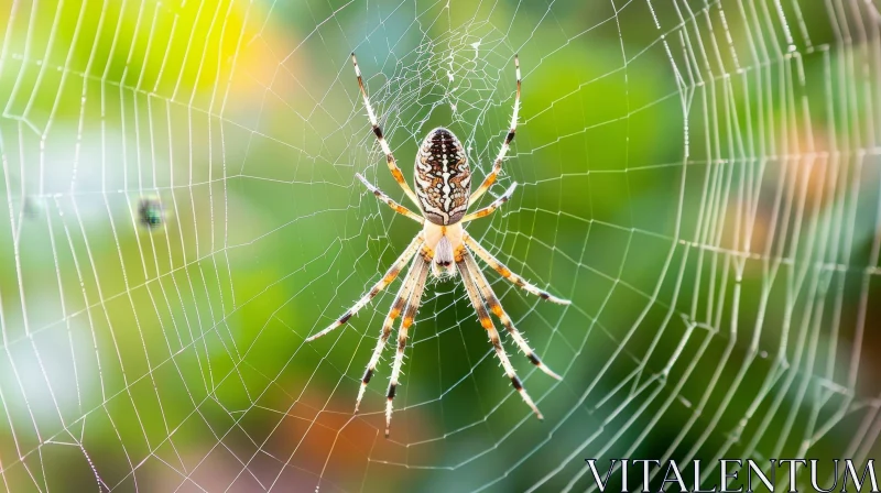 AI ART Brown and Yellow Spider in Nature Web
