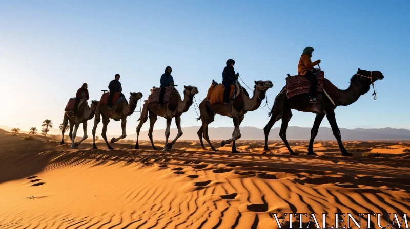 Desert Camel Ride: A Majestic Adventure in Traditional Attire AI Image