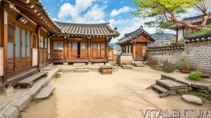 Discover the Beauty of a Traditional Korean Courtyard House AI Image