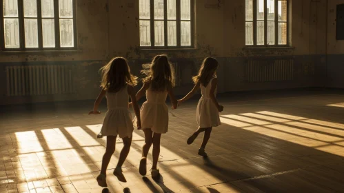 Enigmatic Photo: Girls Running in Abandoned Building