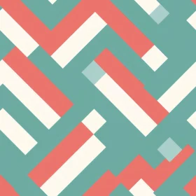 Geometric Coral, White, and Blue Pattern Design