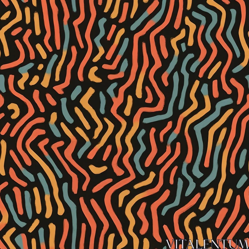 AI ART Hand-Painted Squiggly Lines Pattern - Retro Design