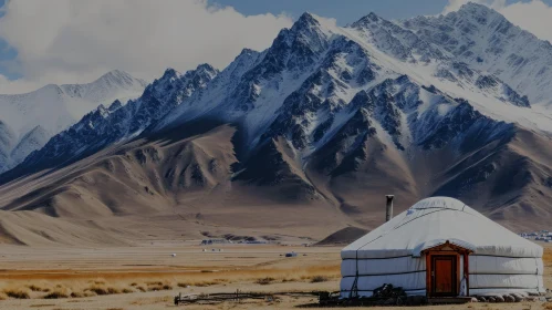 Majestic Mountain Yurt: A Captivating Traditional Mongolian Dwelling