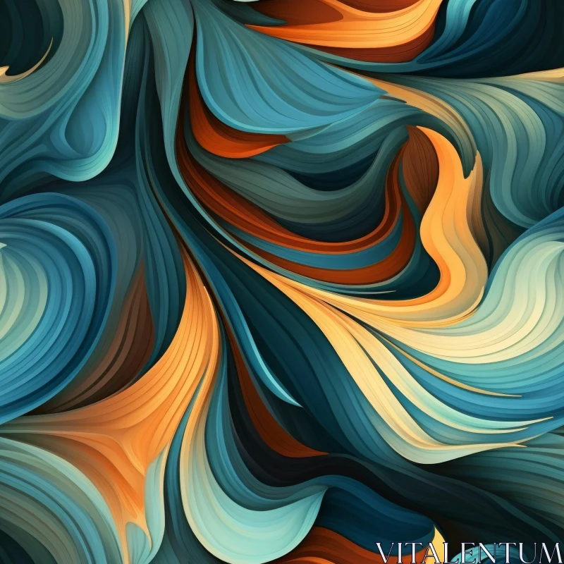 Vivid Abstract Painting in Blue, Orange, and Yellow AI Image