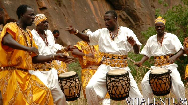 African Ritual Dance - Traditional Clothing, Men, Drums AI Image