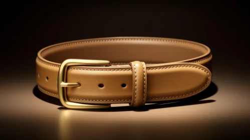Brown Leather Belt with Gold Buckle - Fashion Accessory