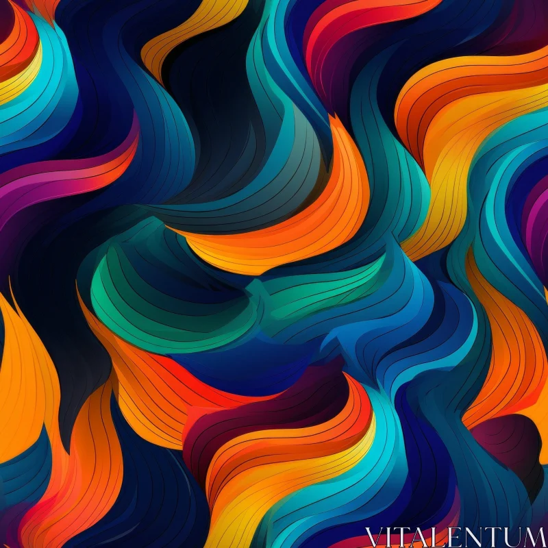 Colorful Abstract Wavy Pattern Painting AI Image