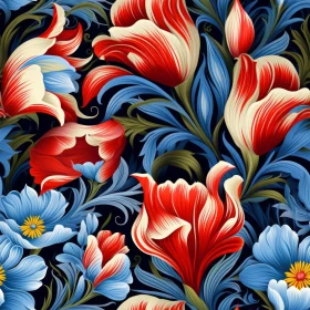 Dark Blue Floral Pattern | Detailed Design