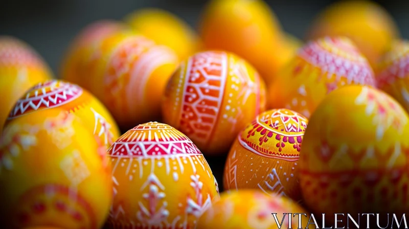 Elegant Easter Eggs: Vibrant Patterns in an Intricate Arrangement AI Image