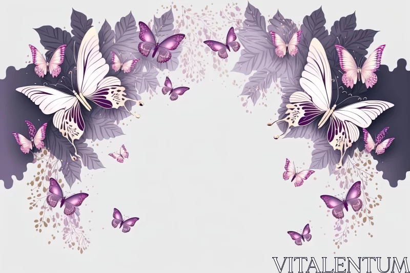 Elegant Free-Flying Butterfly Wallpaper with Floral Border AI Image