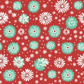 Floral Mint Green & White Flowers Seamless Pattern